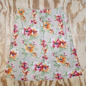 Liz Clairborne Womens Size 16 Hawaiian‎ Hibiscus Floral Beige Knee Length Skirt